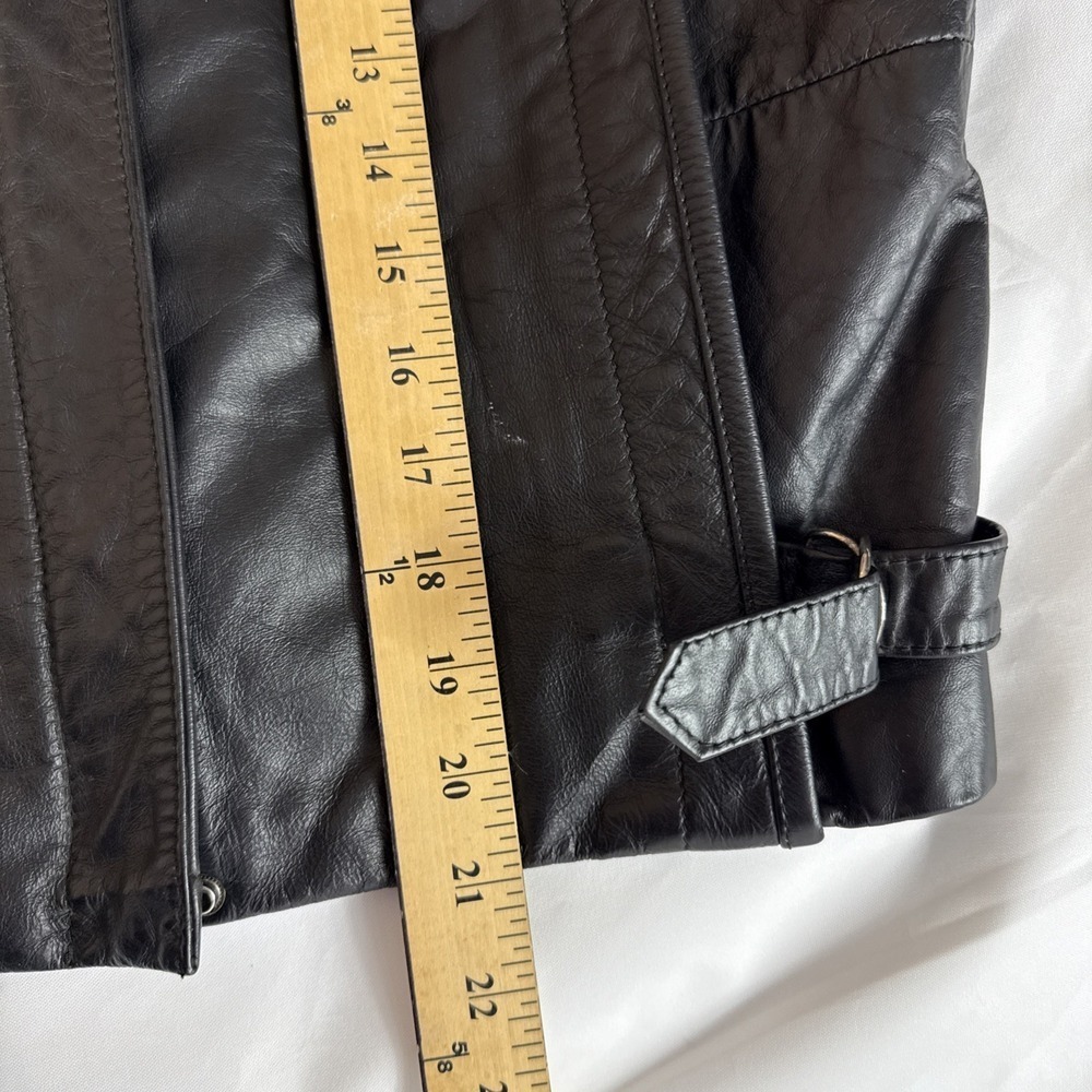 Vintage Bikercore Wilson's Black Leather Jacket Adjustable waist Pit -Pit = 18" - Picture 11 of 12